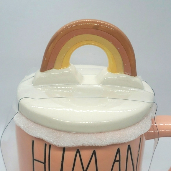 Rae Dunn Human Kind Ceramic Mug w / Rainbow Topper Lid New - Picture 3 of 6